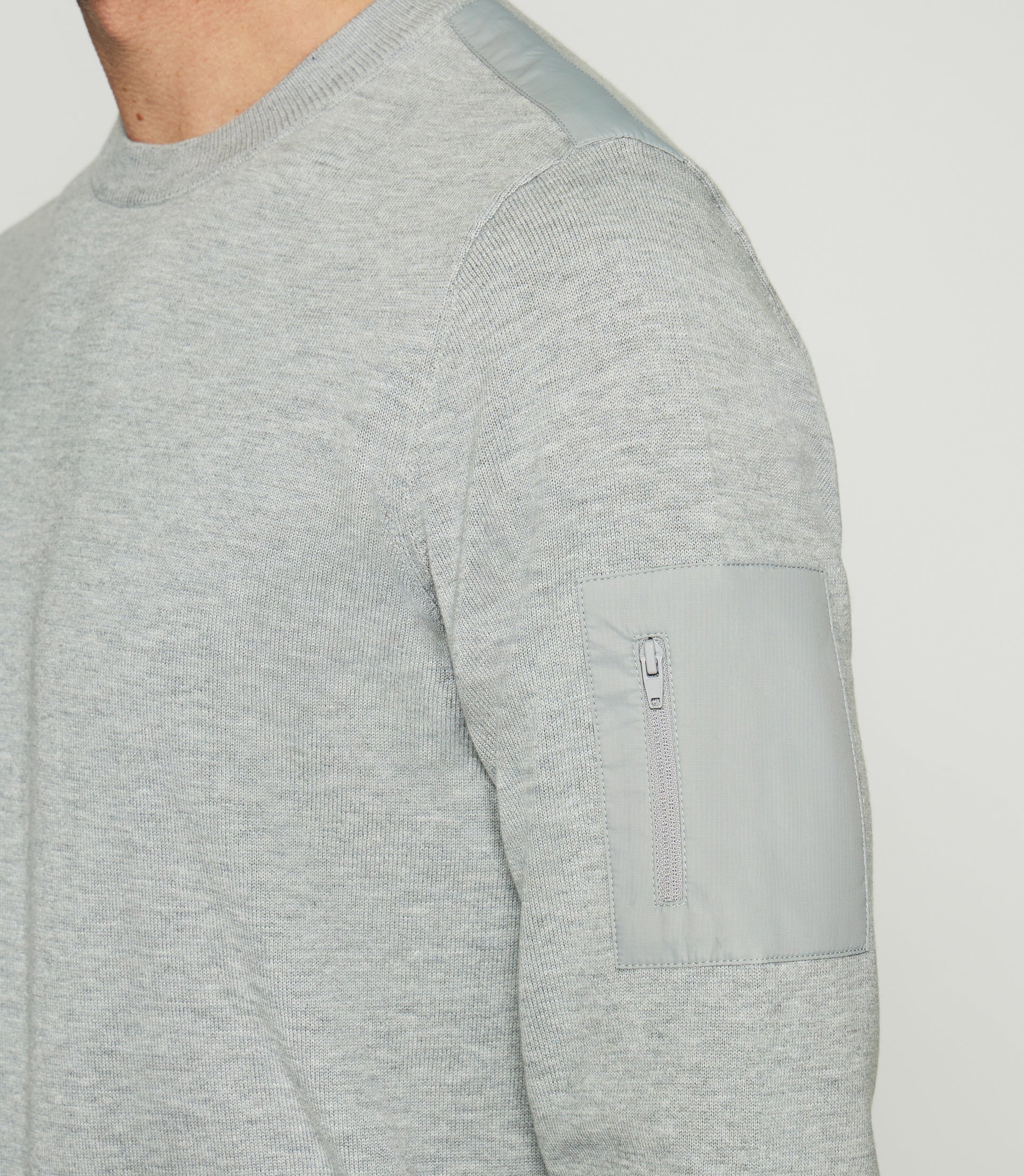 Pull col rond gris DAVID - IZAC