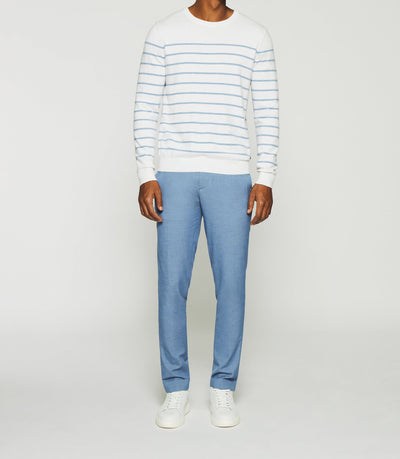 Pull marinière en coton cachemire écru et ciel DAYMON - IZAC