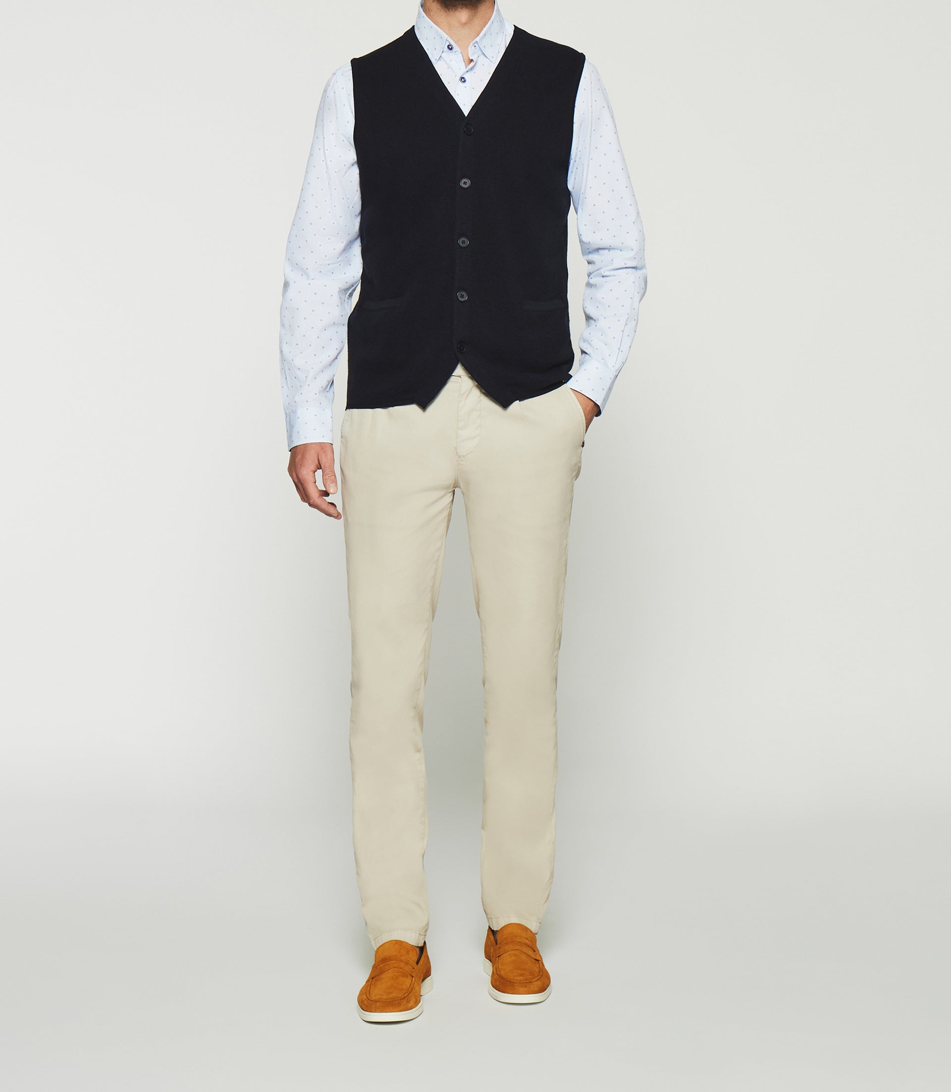 Gilet sans manches en maille marine DIVIN - IZAC