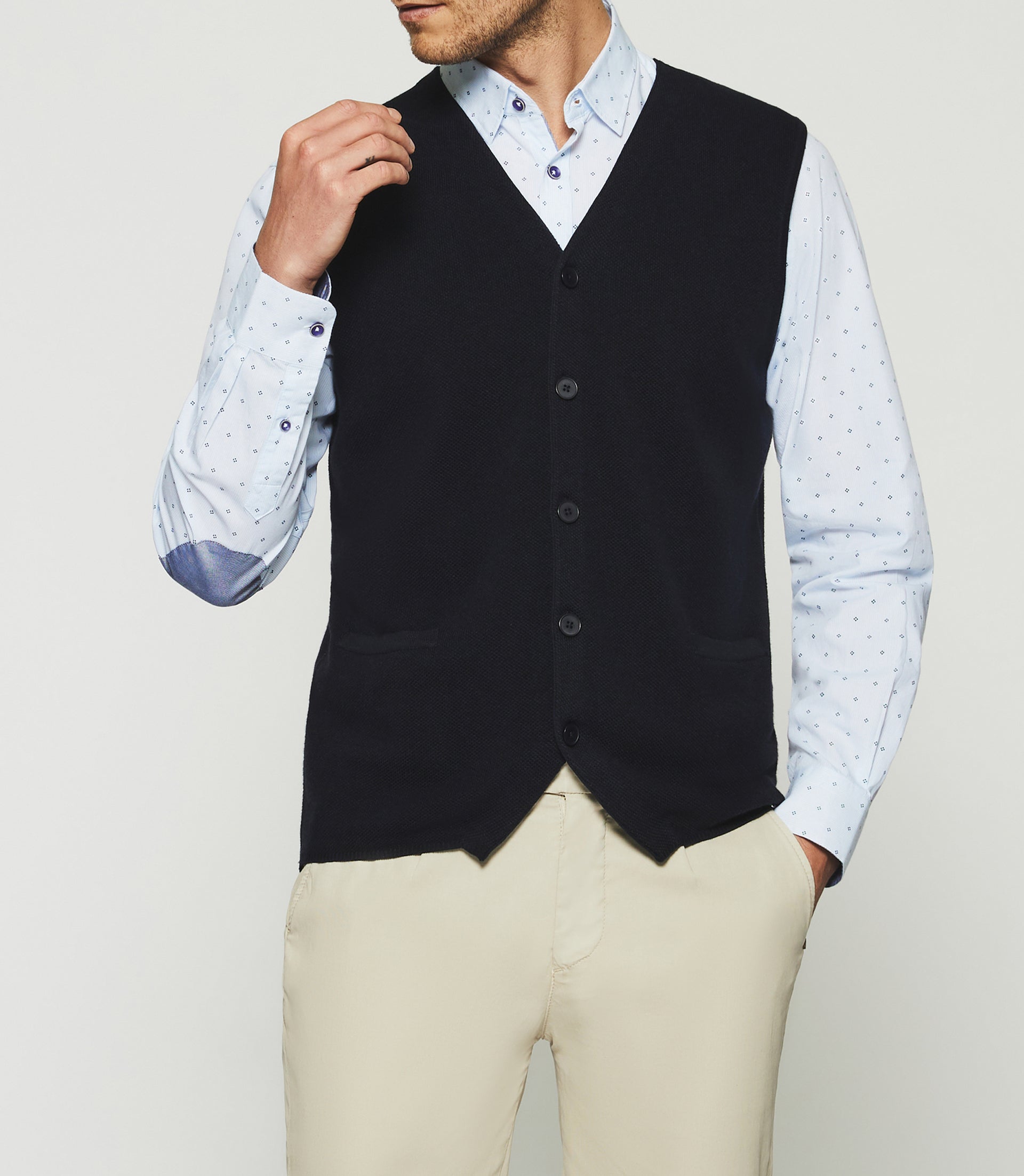 Gilet sans manches en maille marine DIVIN - IZAC