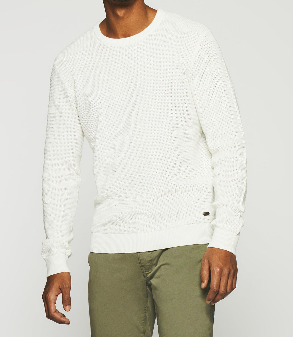 Pull col rond en coton écru DJANGO - IZAC