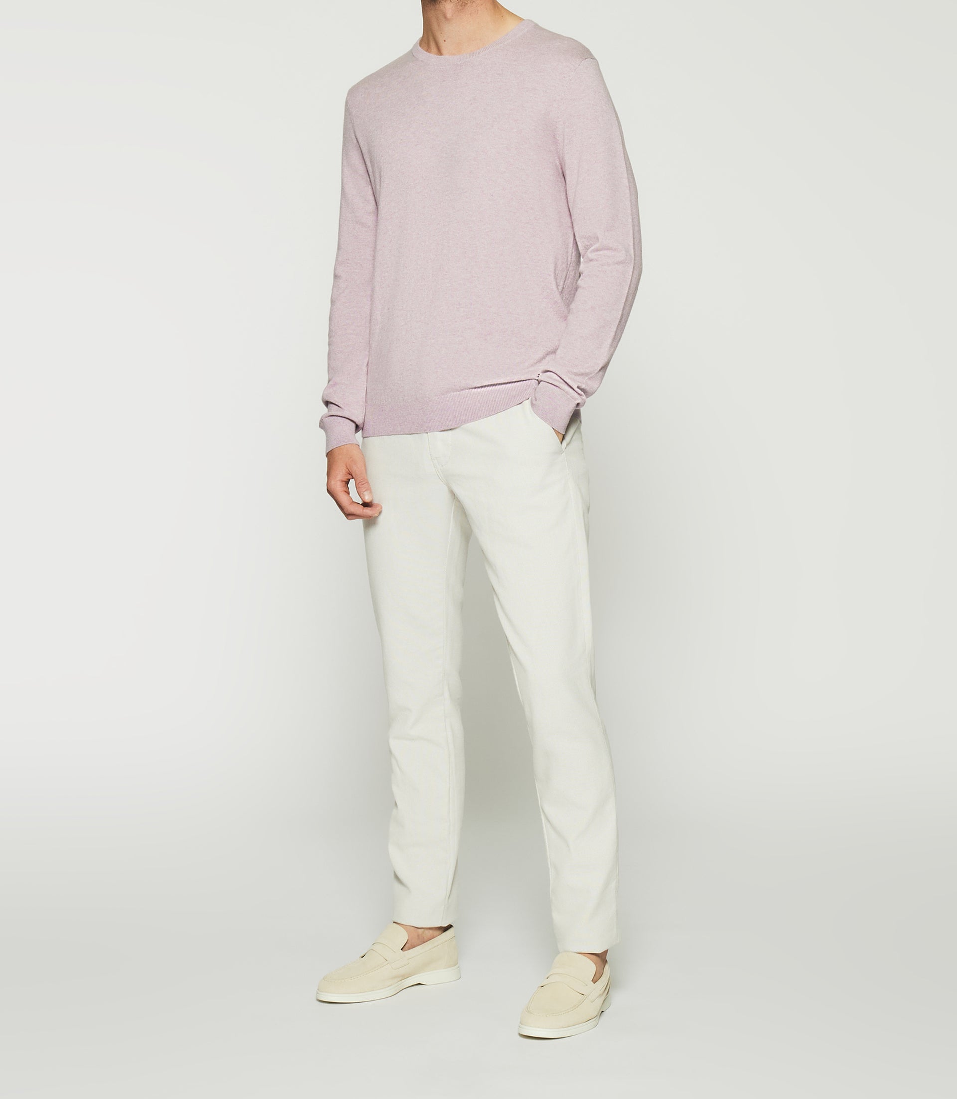 Pull col rond en coton cachemire violet parme DRISS - IZAC