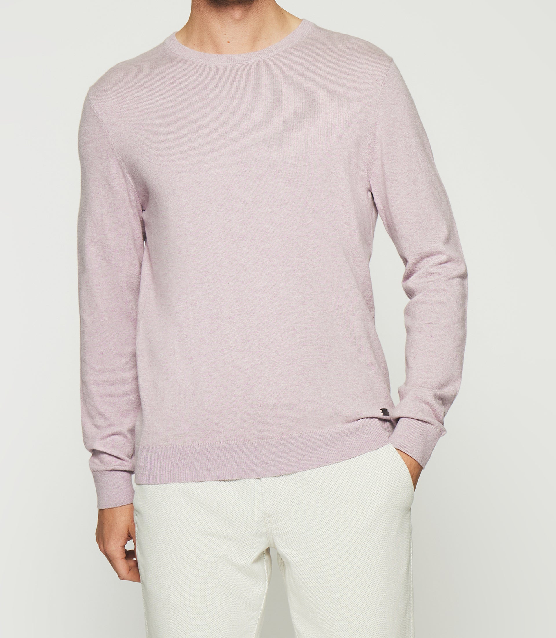 Pull col rond en coton cachemire violet parme DRISS - IZAC