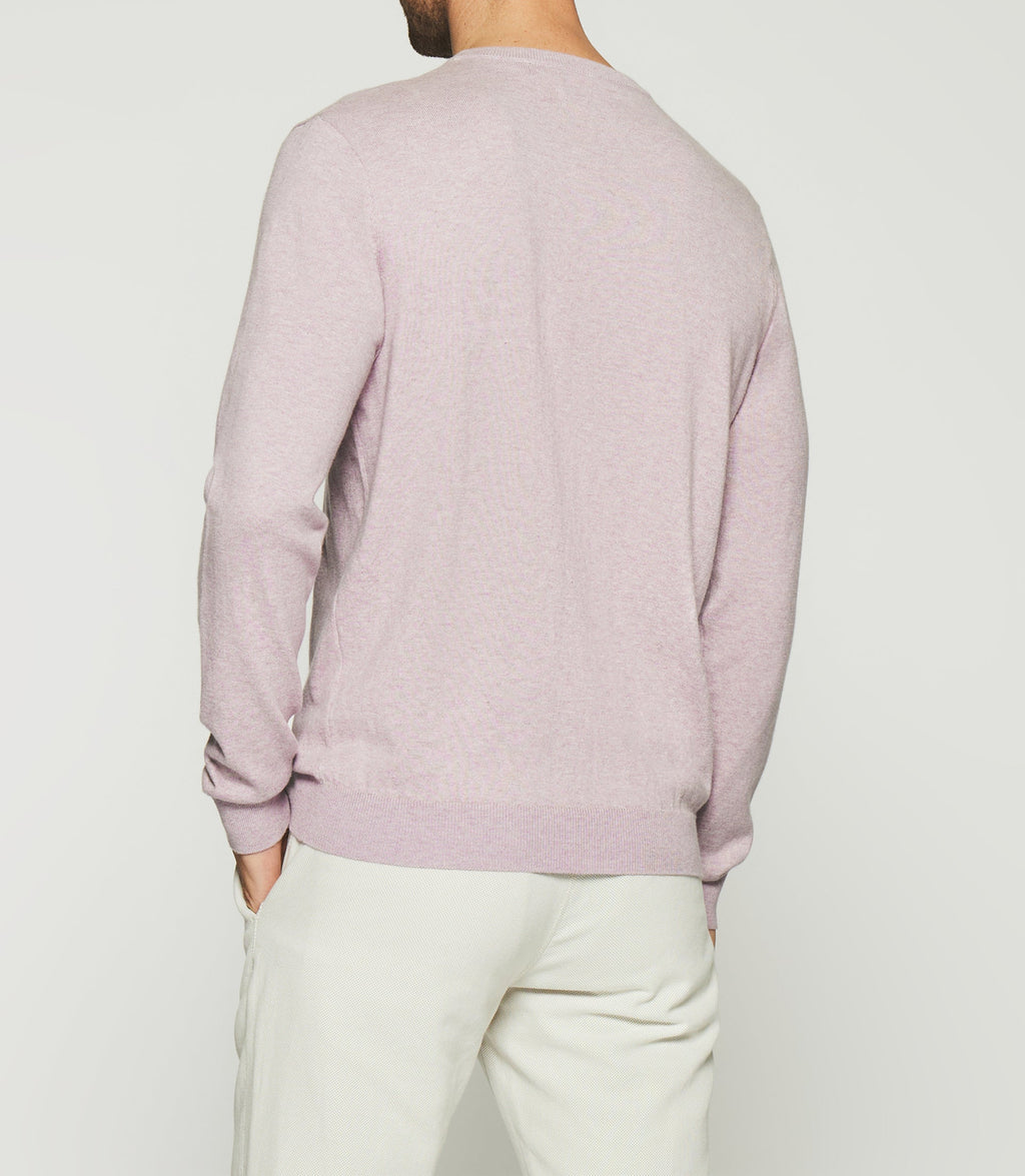 Pull col rond en coton cachemire violet parme DRISS - IZAC