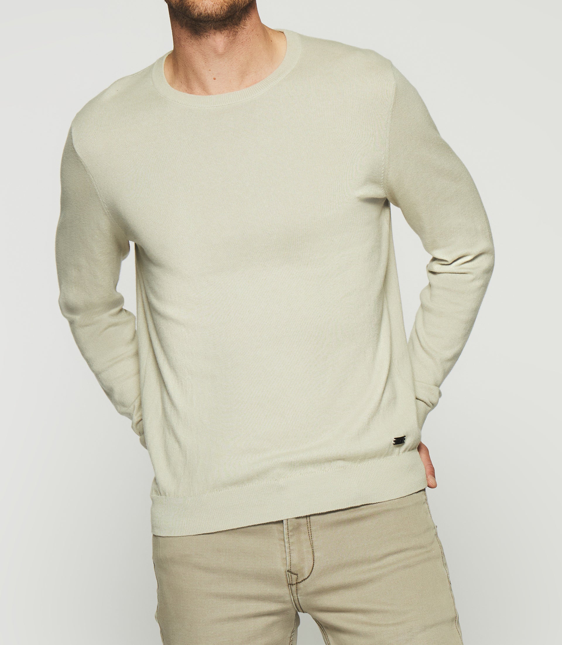 Pull col rond en coton cachemire vert clair DRISS - IZAC