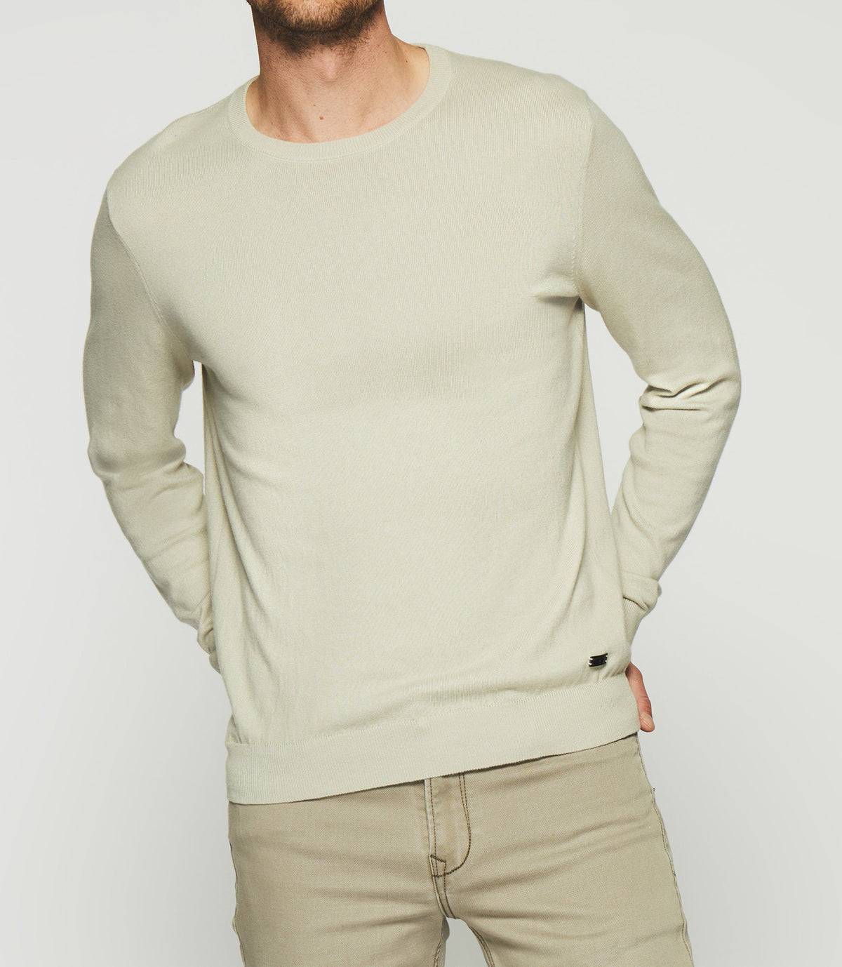 Pull col rond en coton cachemire vert clair DRISS - IZAC