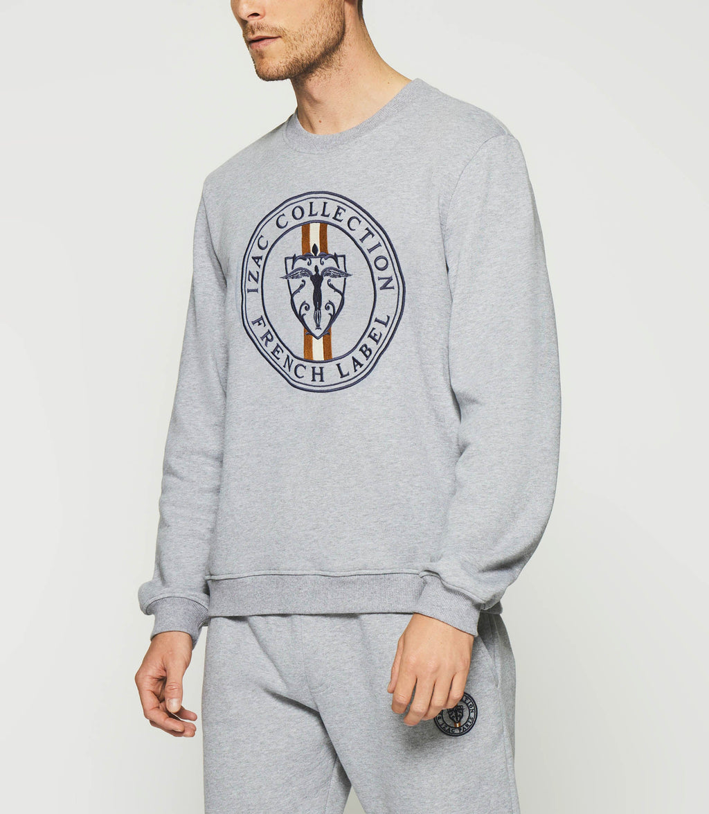 Sweat avec logo gris chiné SWDEVON - IZAC