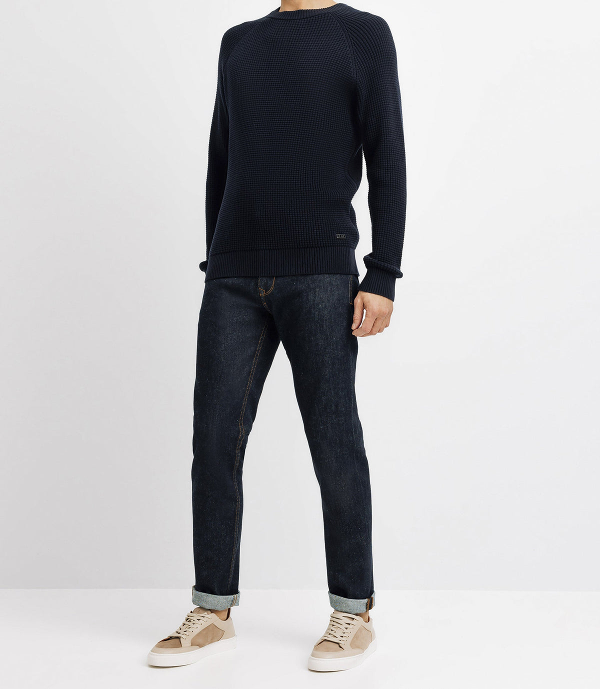 Pull col rond marine - IZAC