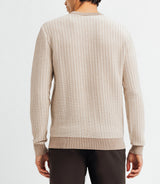 Pull col rond bicolore beige - IZAC