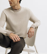 Pull col rond bicolore beige - IZAC