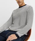 Pull col rond bicolore marine - IZAC