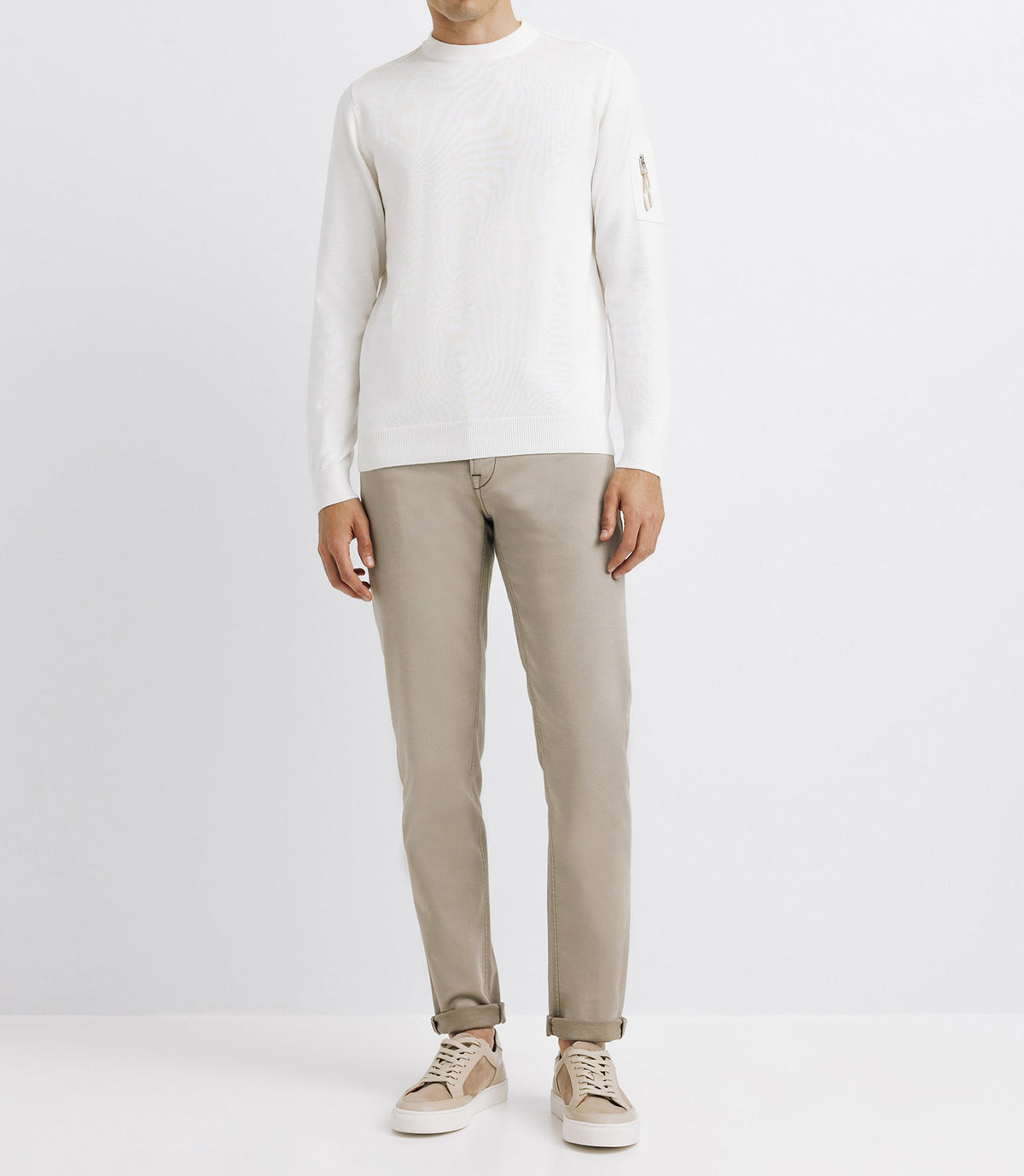 Pull col rond avec poche écru - IZAC