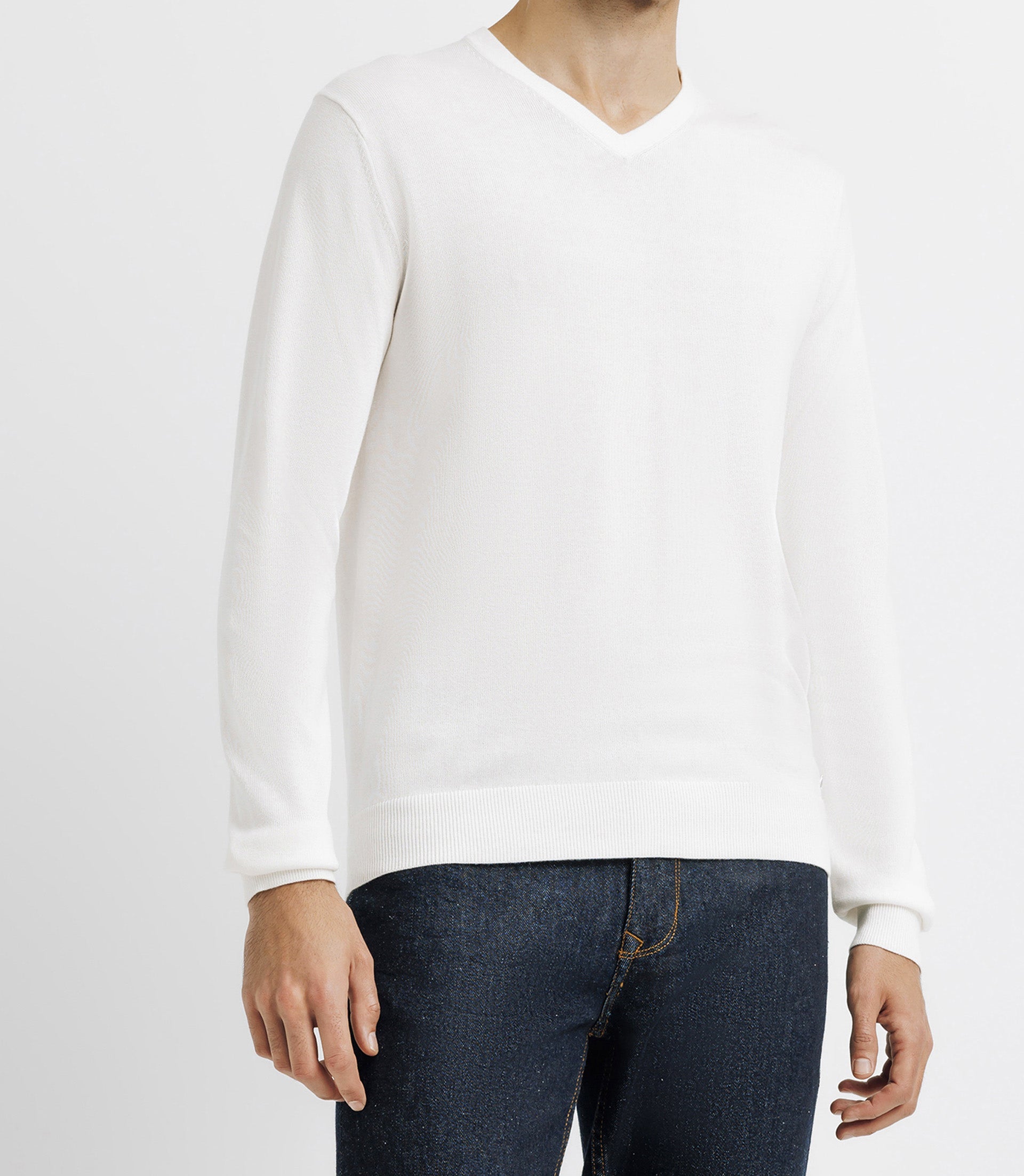 Pull col V blanc - IZAC