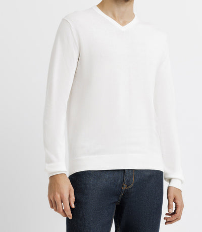 Pull col V blanc - IZAC
