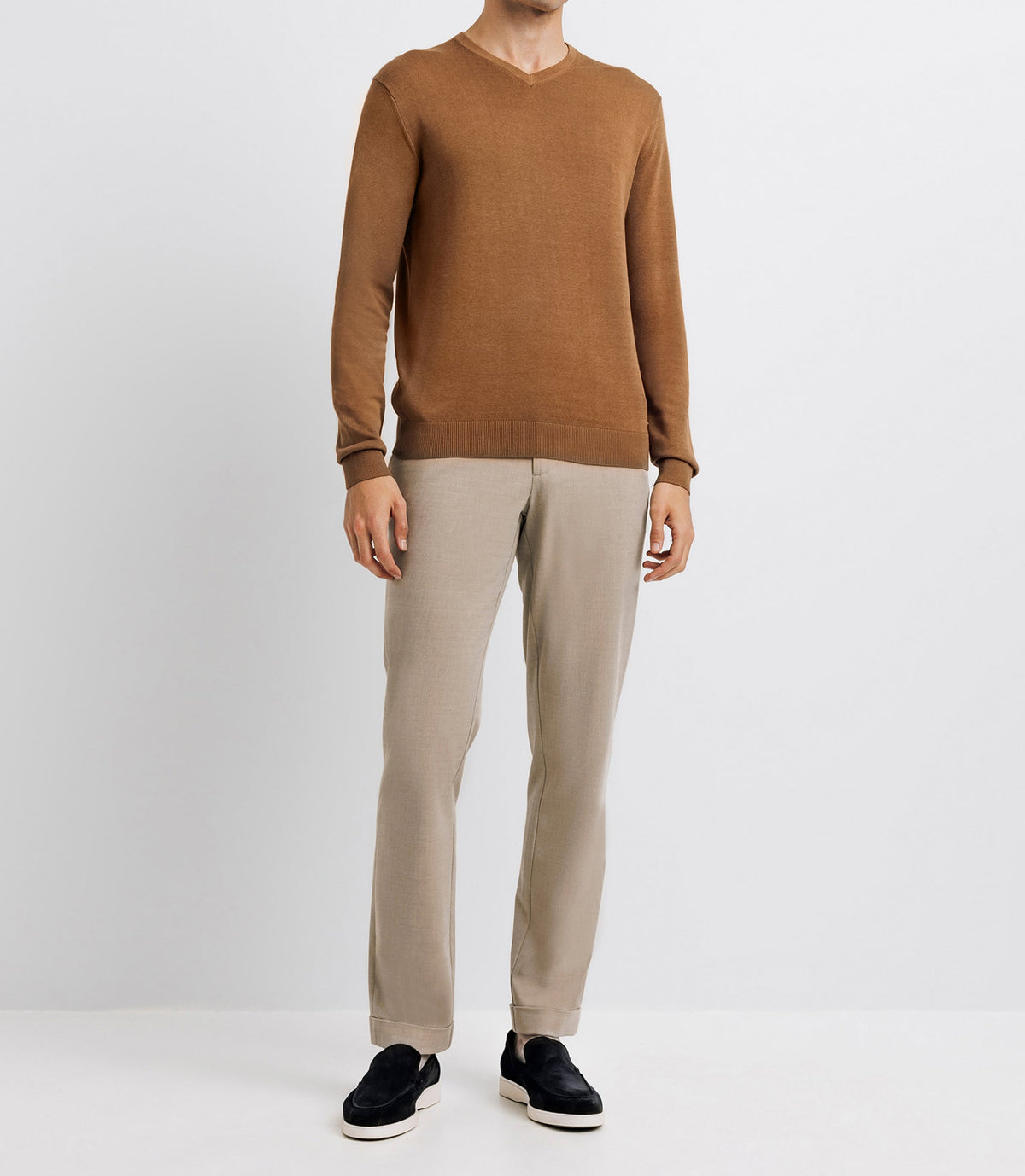 Pull col V camel - IZAC