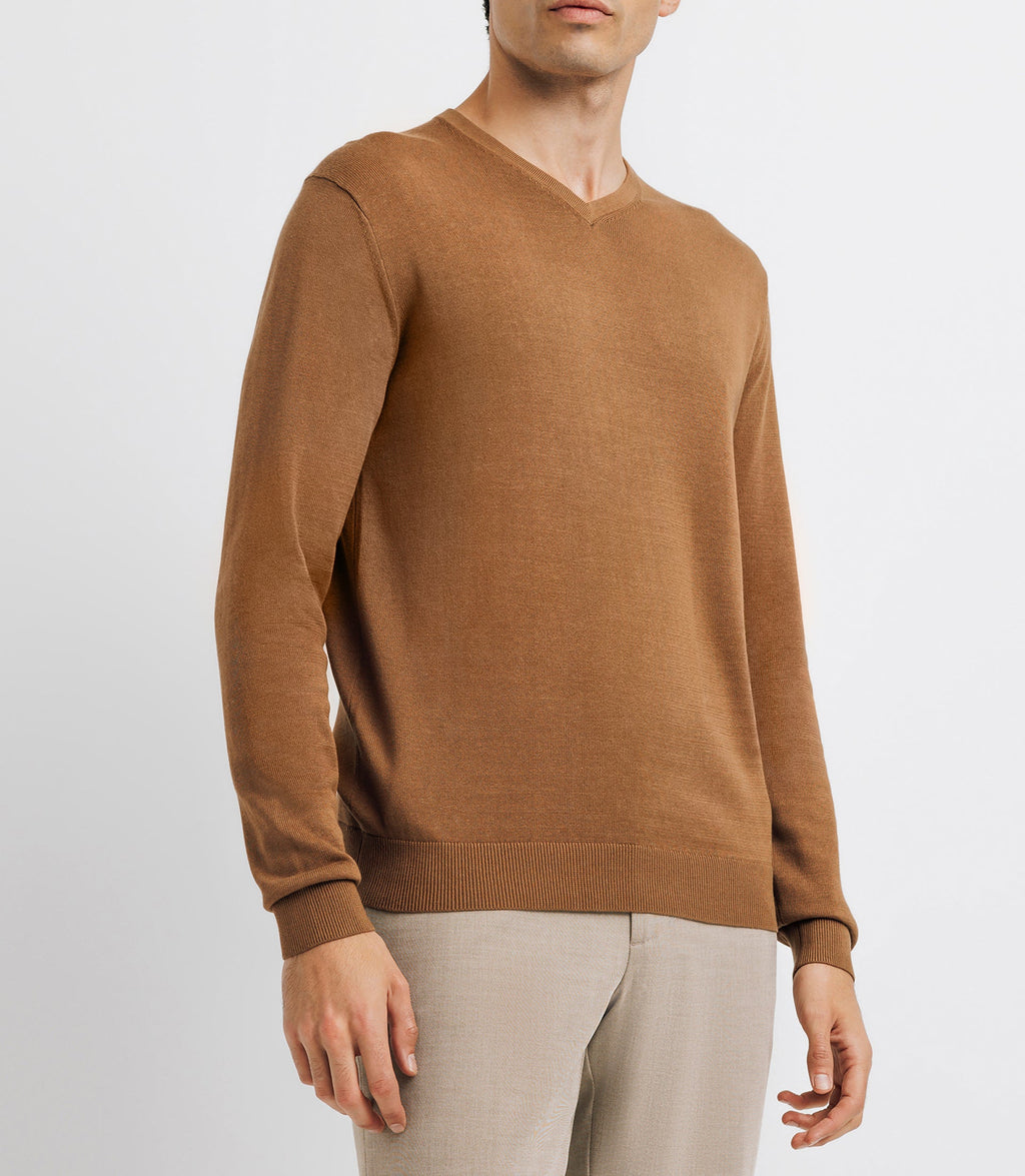 Pull col V camel - IZAC