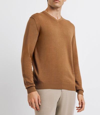 Pull col V camel - IZAC