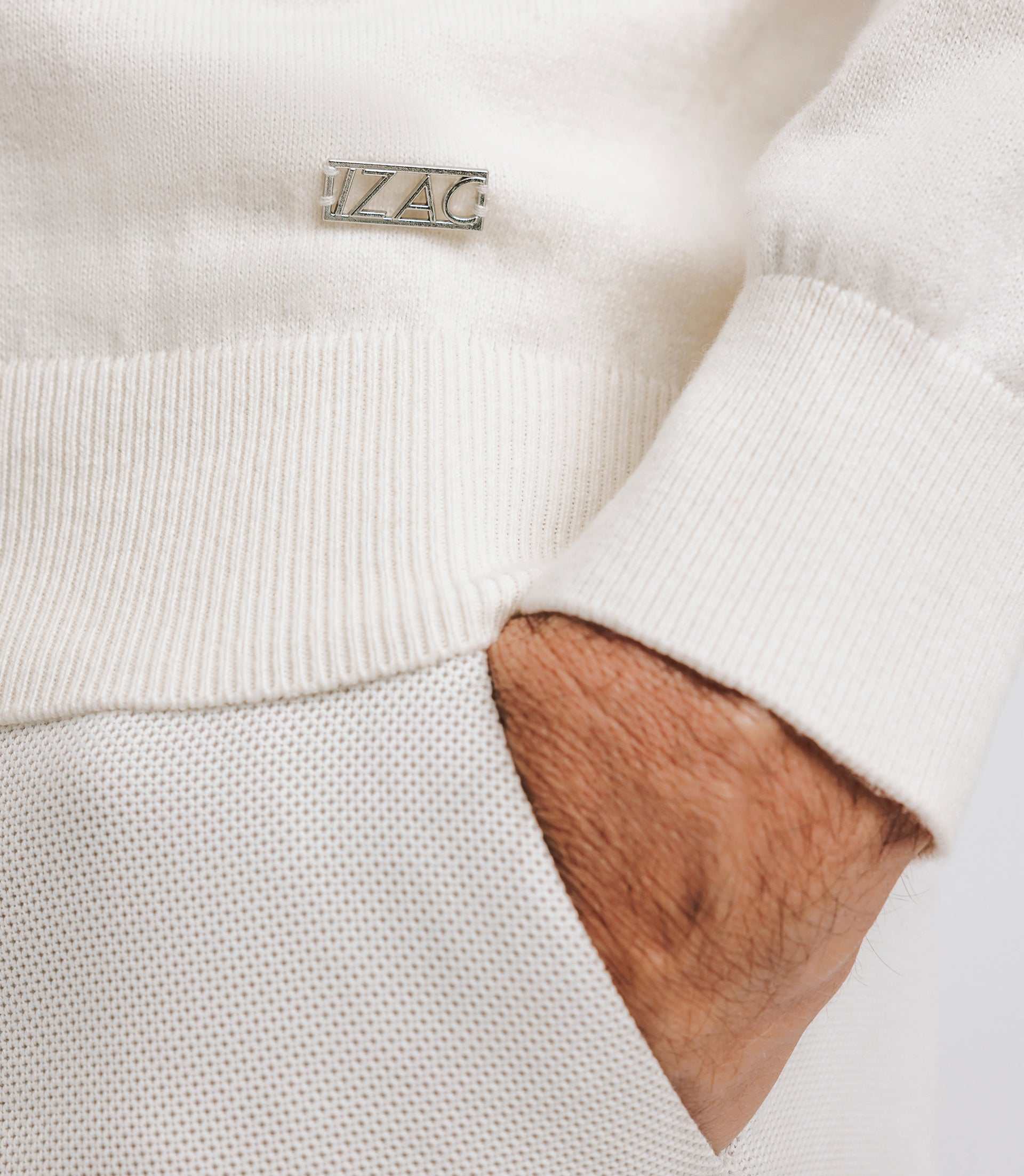 Pull col rond contrasté écru - IZAC