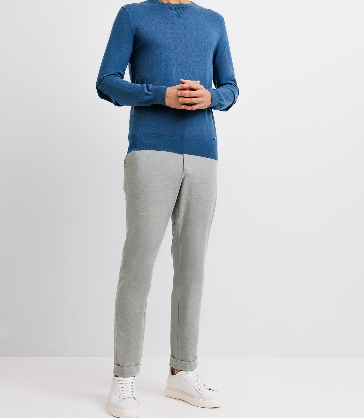 Pull col rond contrasté indigo - IZAC