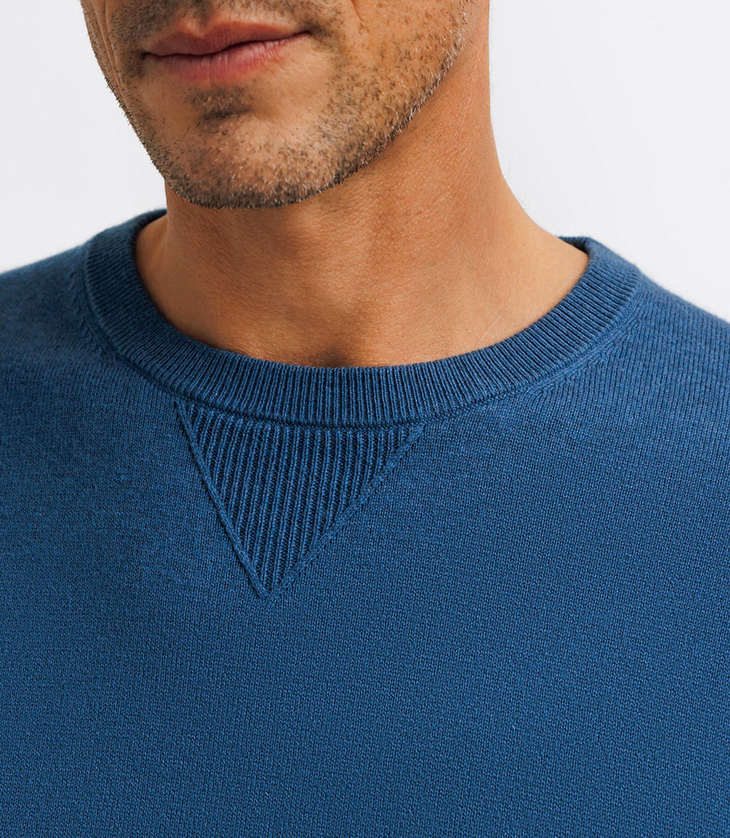 Pull col rond contrasté indigo - IZAC