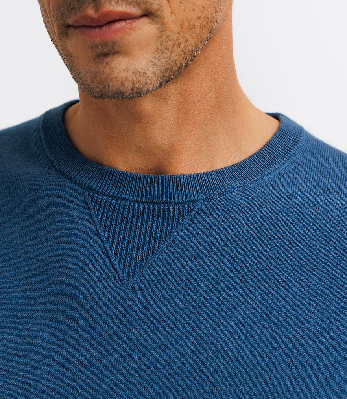 Pull col rond contrasté indigo - IZAC