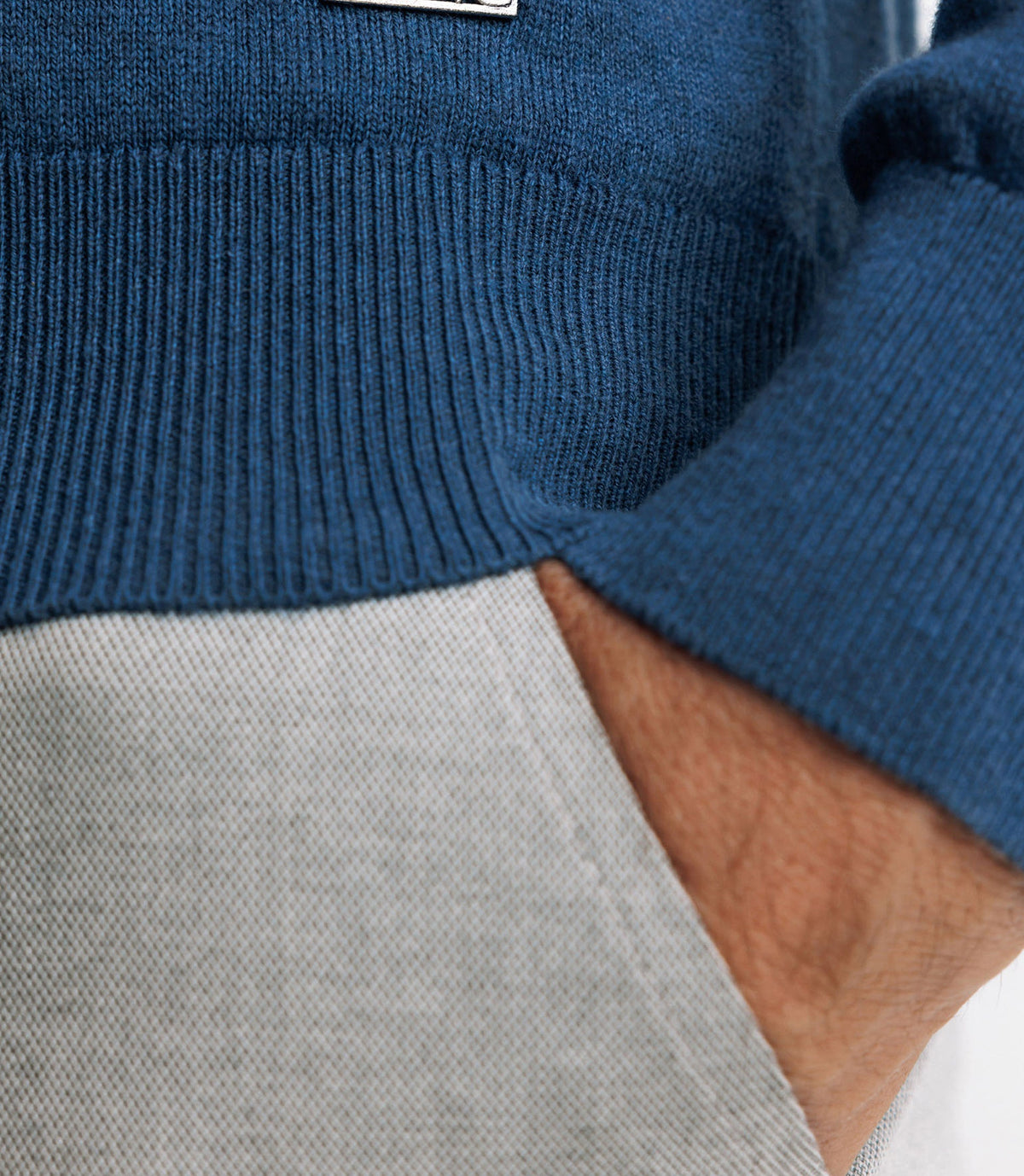 Pull col rond contrasté indigo - IZAC