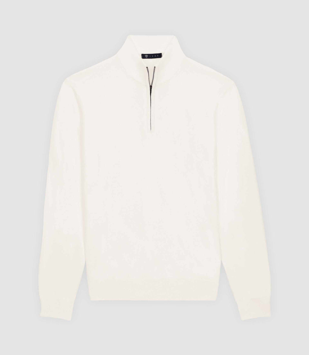 Pull col demi zip blanc - IZAC
