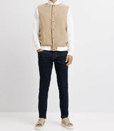 Pull gilet col teddy avec poche écru - IZAC