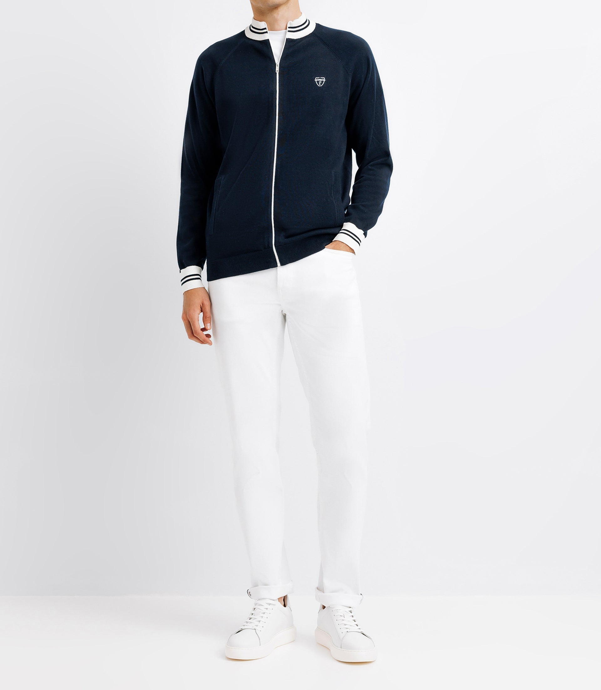 Pull gilet col teddy avec poches marine - IZAC