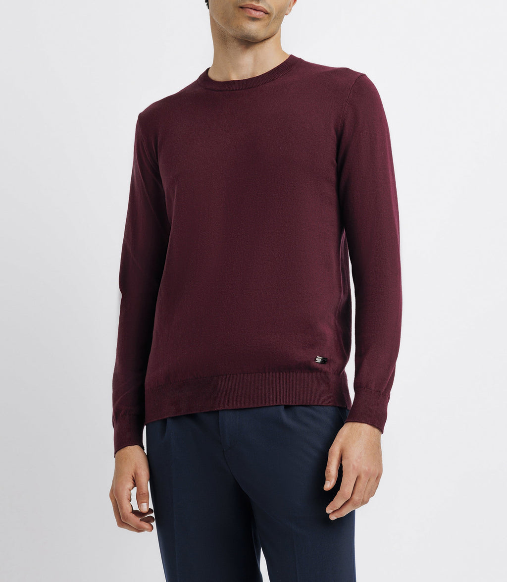 Pull col rond double fil bordeaux - IZAC