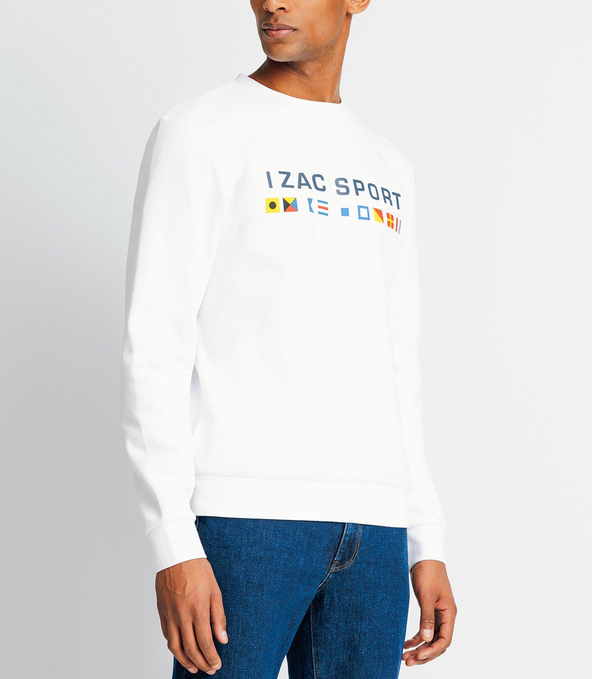 Pull sweat avec drapeaux blanc - IZAC