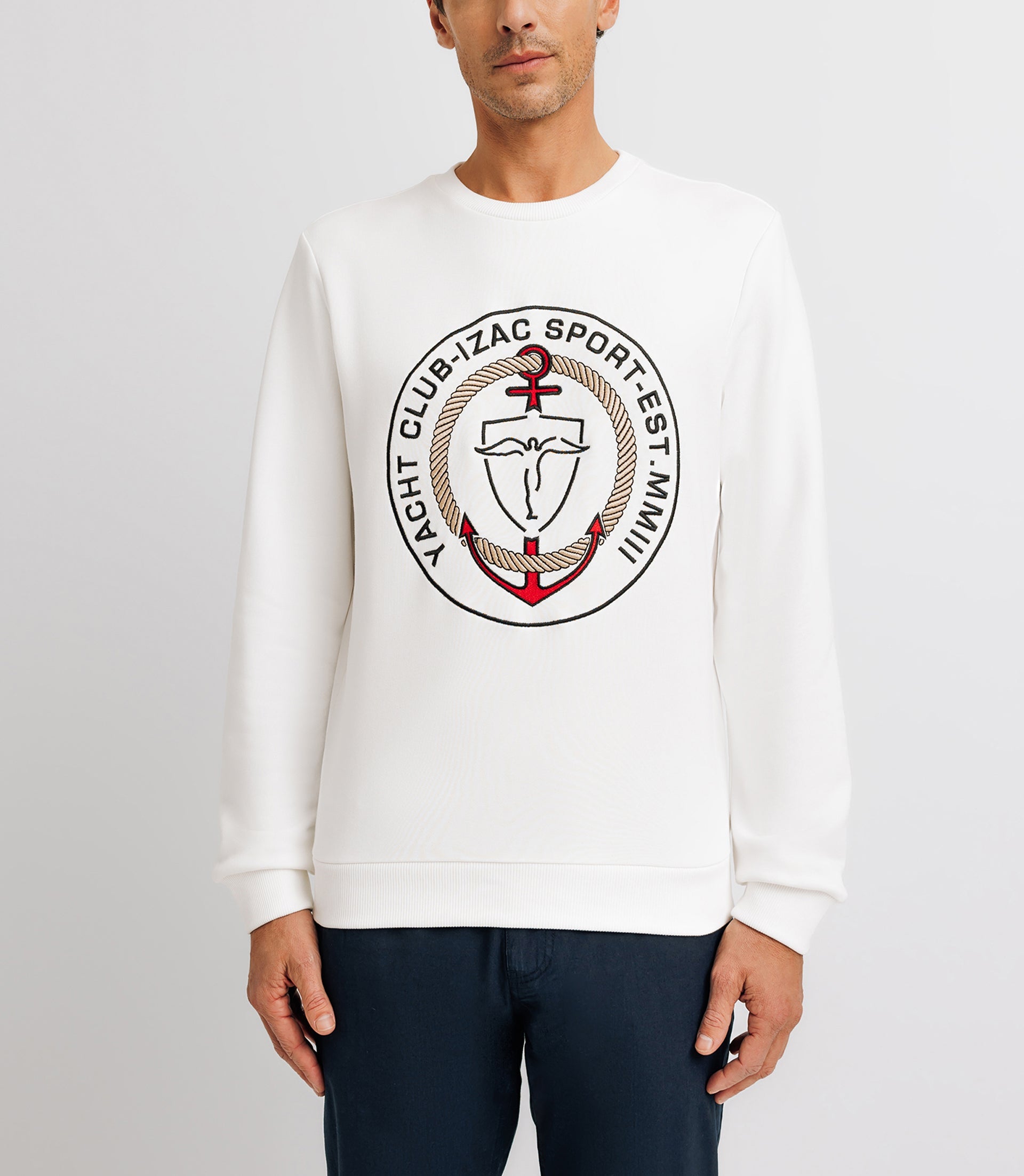 Pull sweat avec patch écru - IZAC