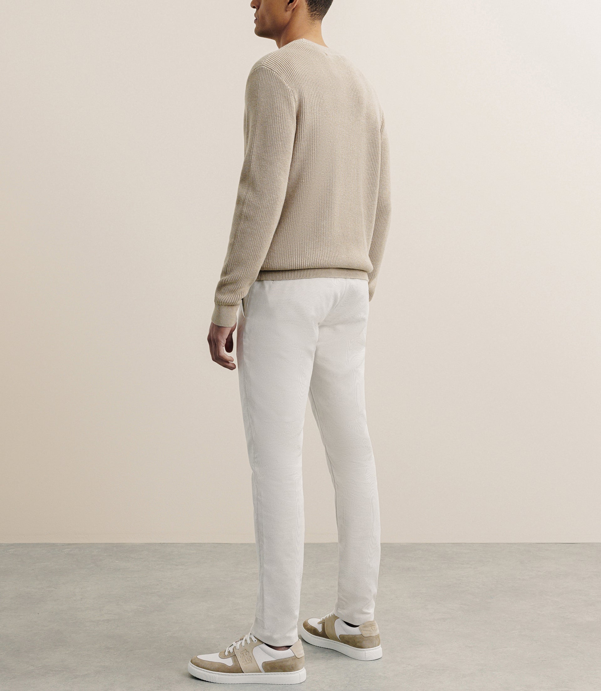 Pull col rond à côtes beige - IZAC