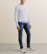 Pull col rond à côtes bleu ciel - IZAC