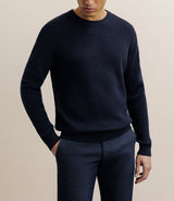 Pull col rond à côtes marine - IZAC