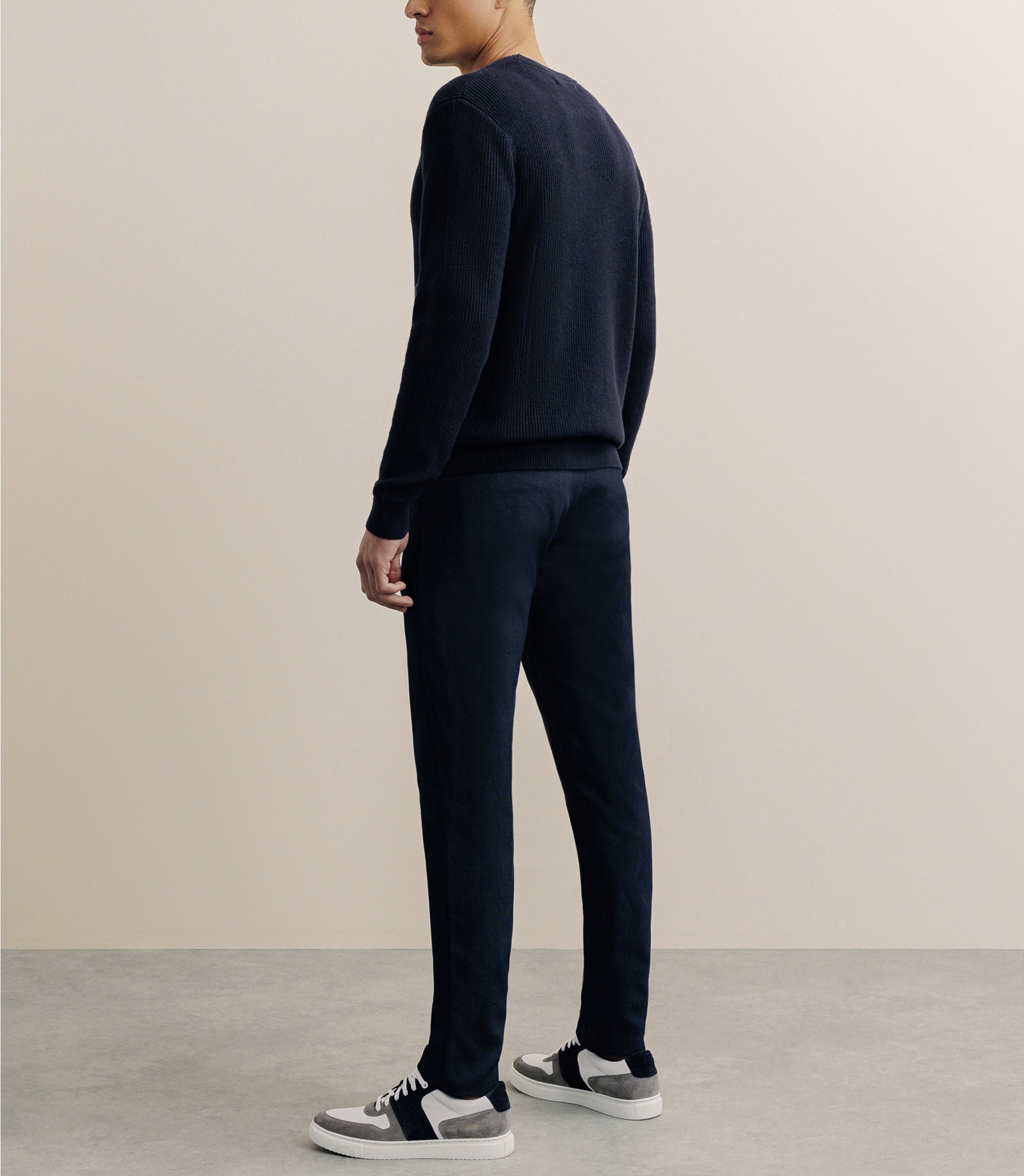 Pull col rond à côtes marine - IZAC