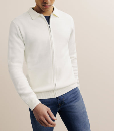 Gilet zippé col chemise écru - IZAC