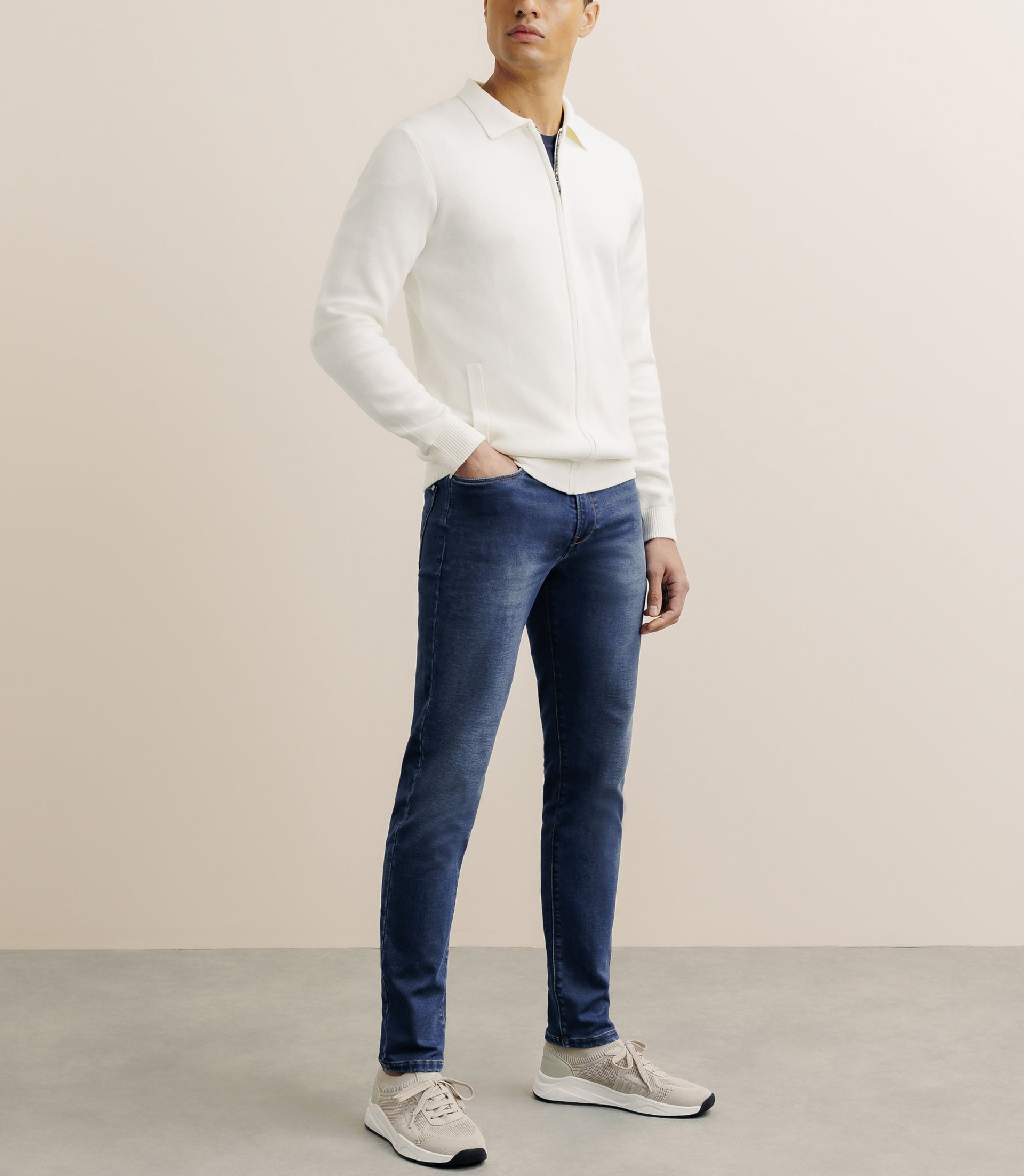 Gilet zippé col chemise écru - IZAC