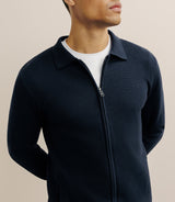 Gilet zippé col chemise marine - IZAC