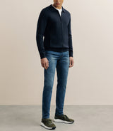 Gilet zippé col chemise marine - IZAC