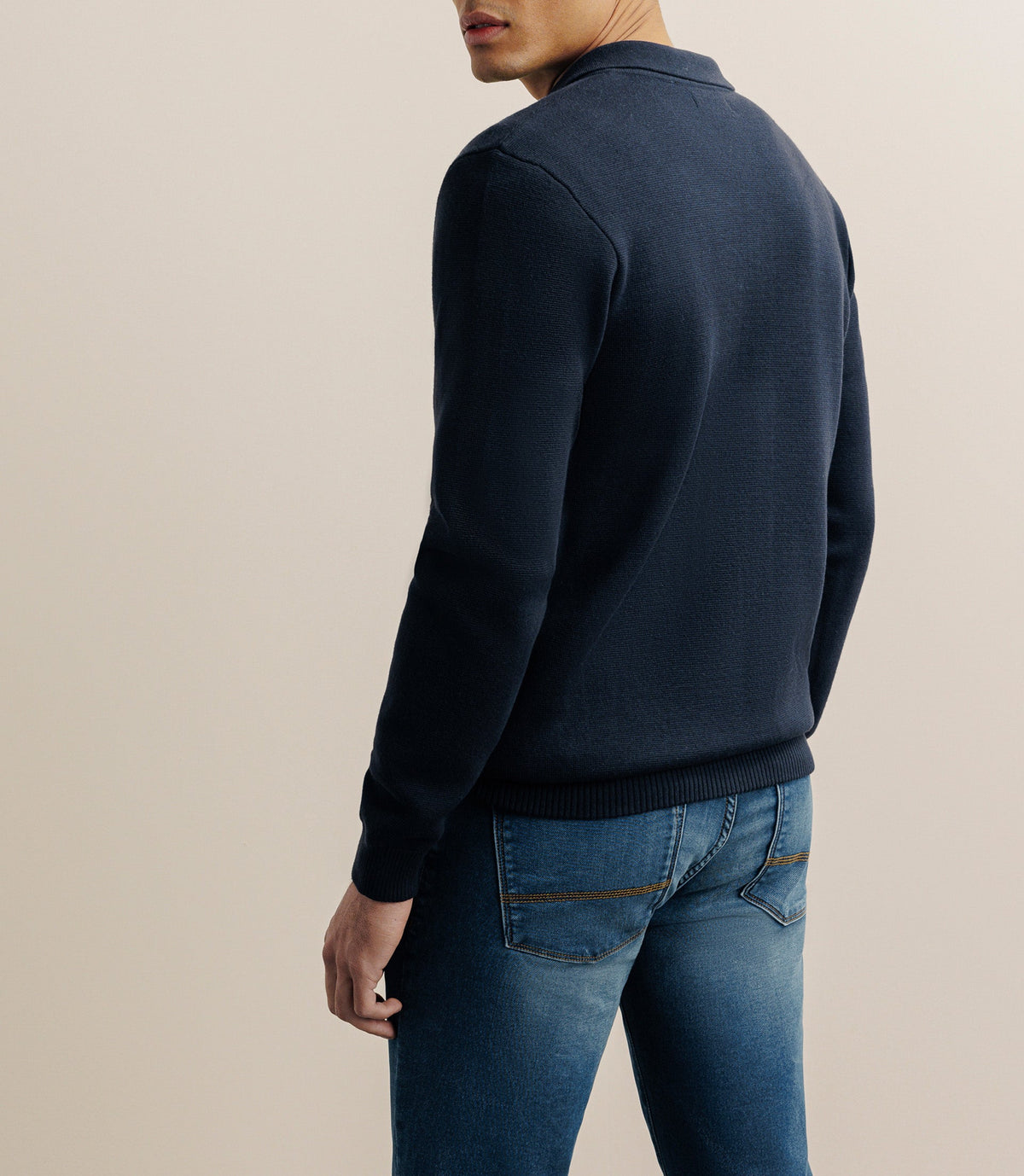 Gilet zippé col chemise marine - IZAC