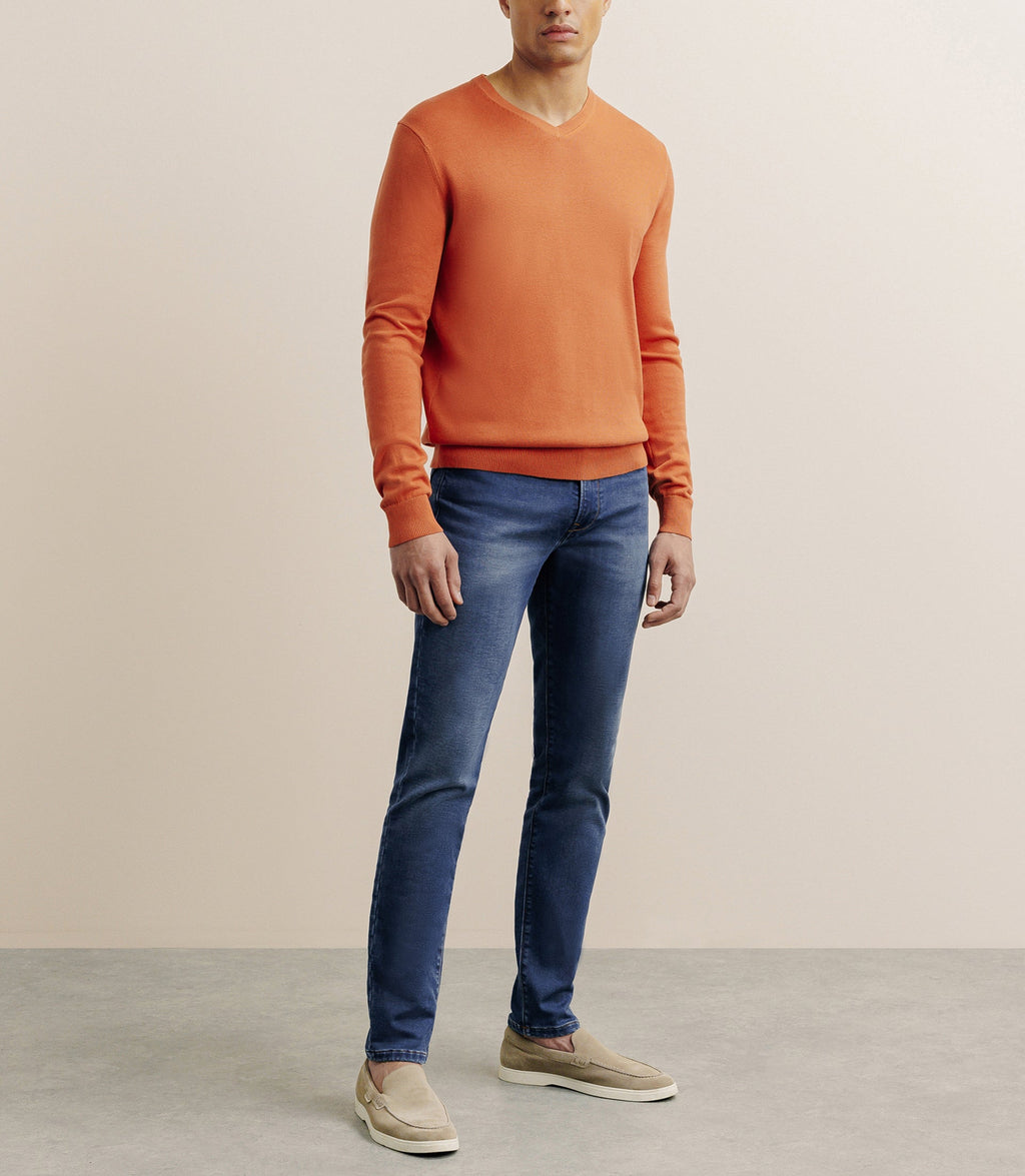 Pull col V orange foncé - IZAC