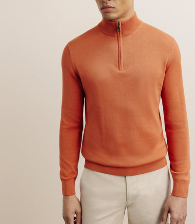 Pull col montant camionneur orange foncé - IZAC