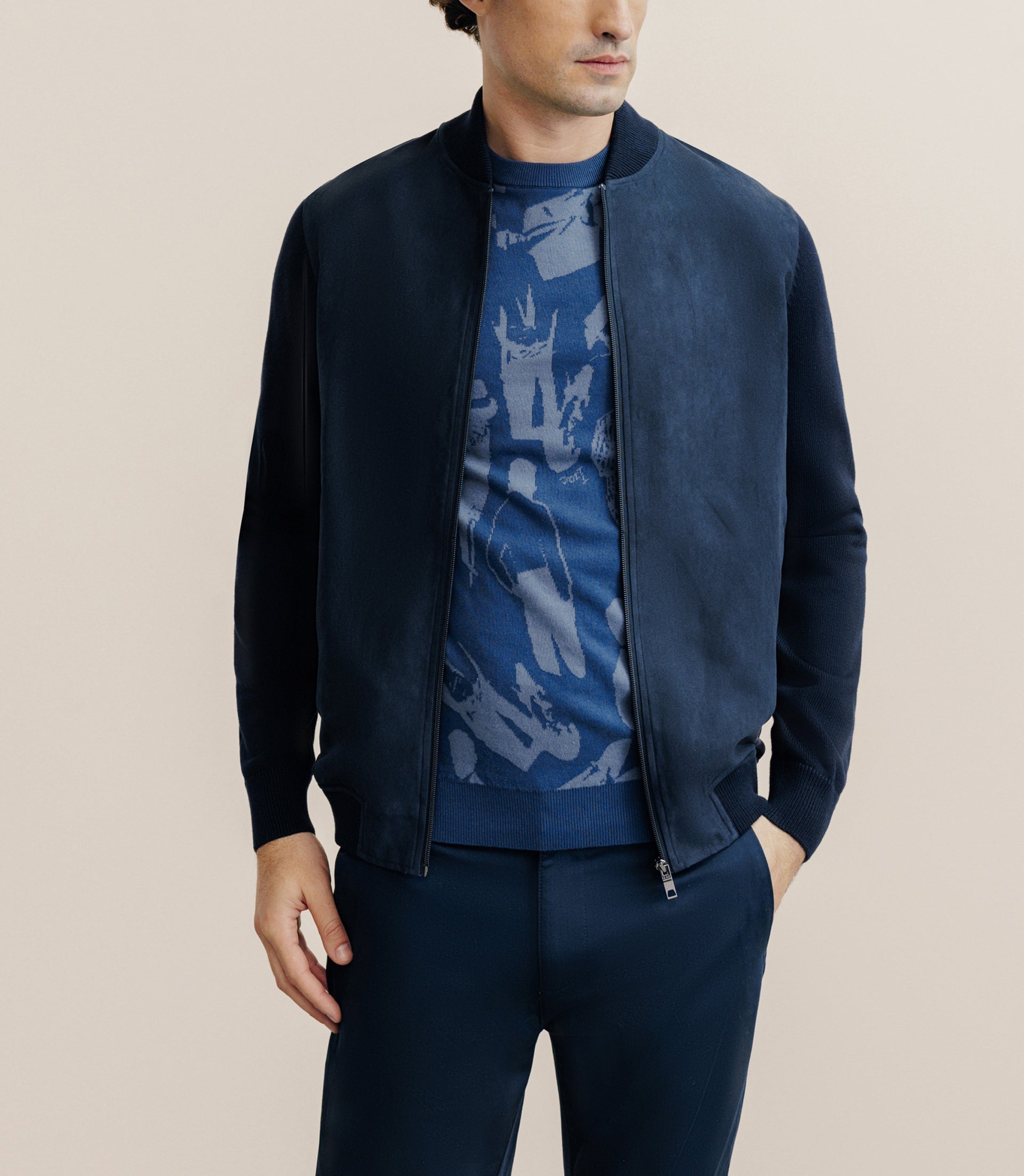 Gilet bi matière marine