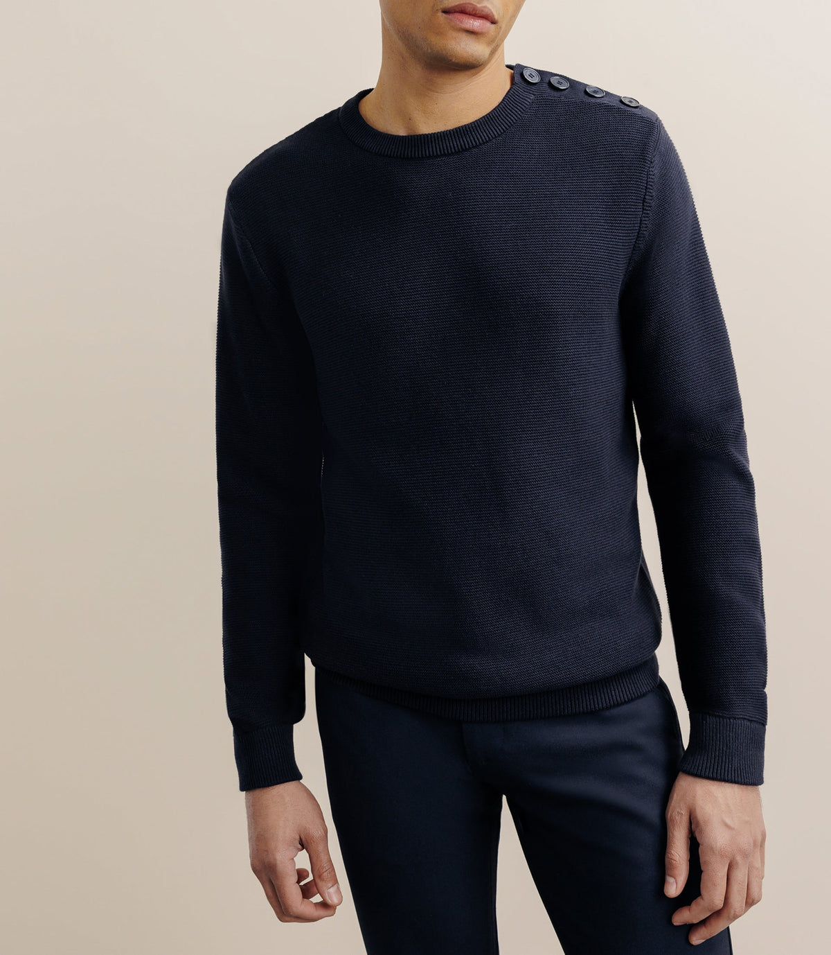 Pull col rond marine - IZAC