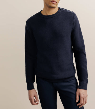 Pull col rond marine - IZAC