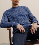 Pull col rond à torsade indigo - IZAC