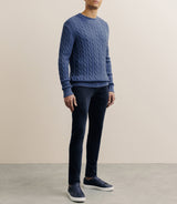 Pull col rond à torsade indigo - IZAC