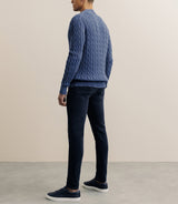 Pull col rond à torsade indigo - IZAC