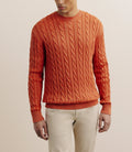 Pull col rond à torsade orange foncé - IZAC